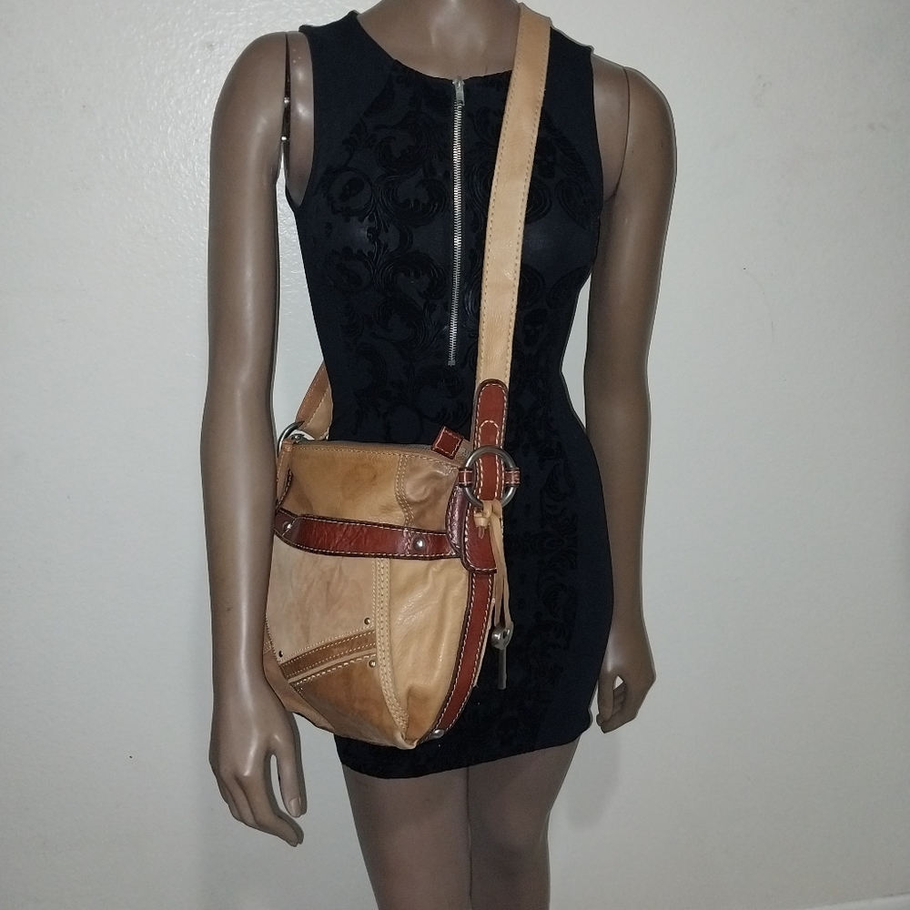 FOSSIL PATCHWORK CROSSBODY LEATHER BAG # ZB2680